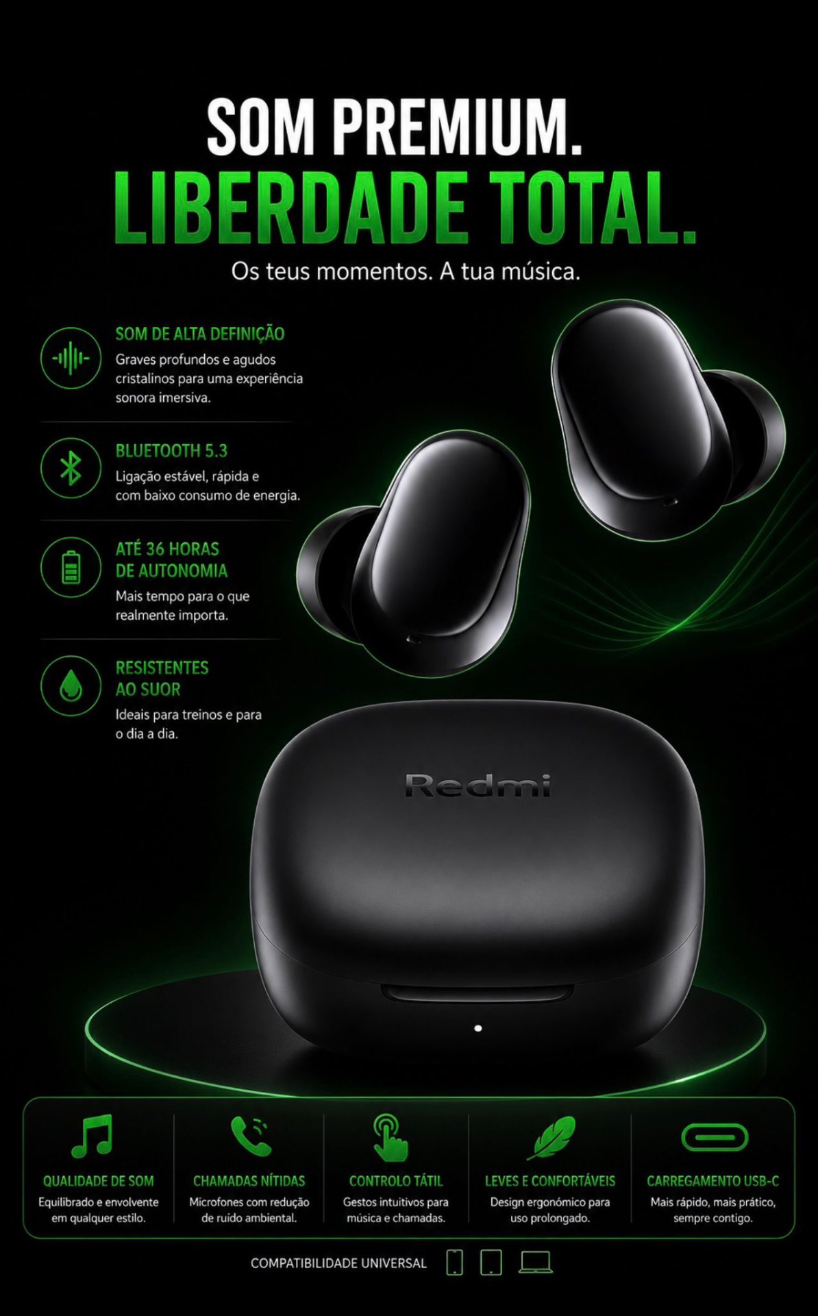 Auriculares Bluetooth 5.3