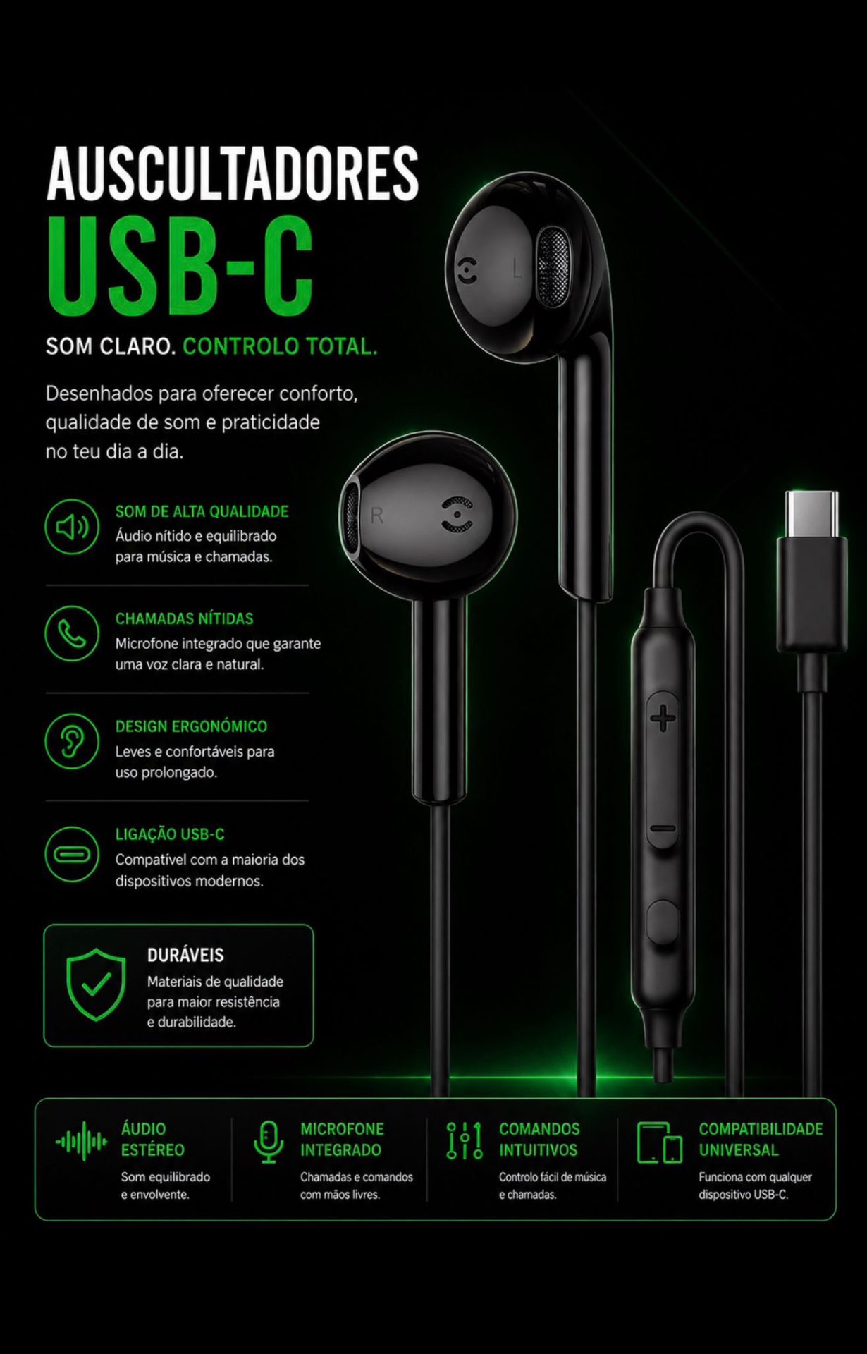 Auscultadores USB-C